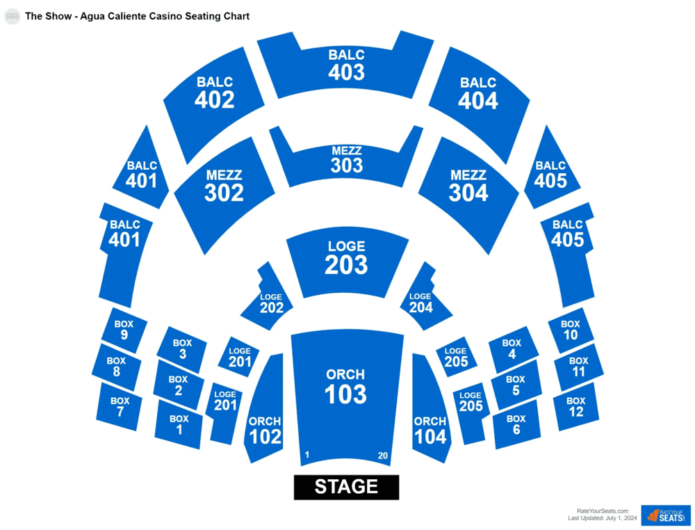 Agua Caliente Casino seating chart